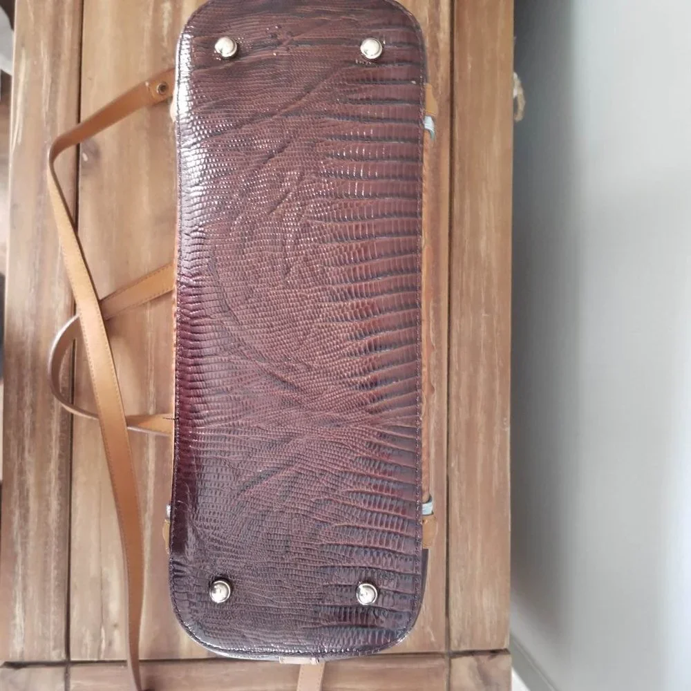 Brahmin Mini Asher Satchel & Ady Wallet. Toasted Almond Garrone Embossed Leather - Picture 12 of 16